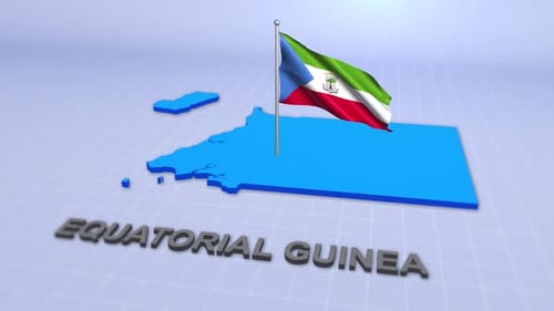 3D Map of Equatorial Guinea with Waving Flag