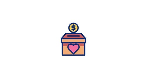 Animated Flat Design Charity Donation Box Icon