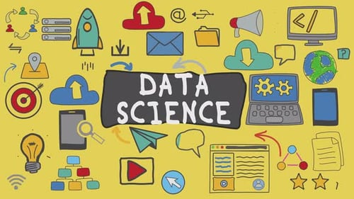 Animated Sketch Data Science Technology Icons Reveal