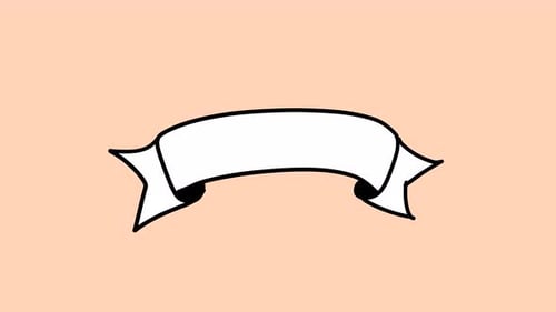 animated 2d ribbon banner on peach background