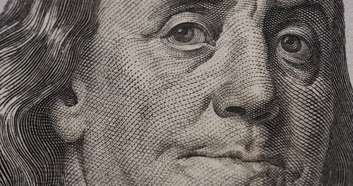 American One Hundred Dollar Paper Banknote in Close Up Macro