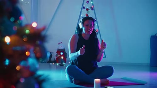 Woman Singing at Home During the Holidays