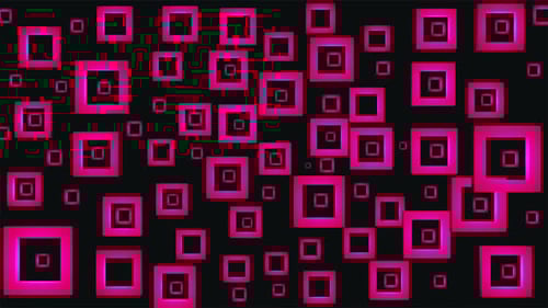 Abstract Pink Glowing Geometric Squares Rotating Loop