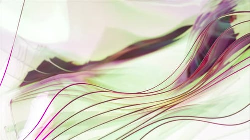 Animation 3D artistique de formes translucides fluides dans des tons verts et roses Le mouvement fluide délicat