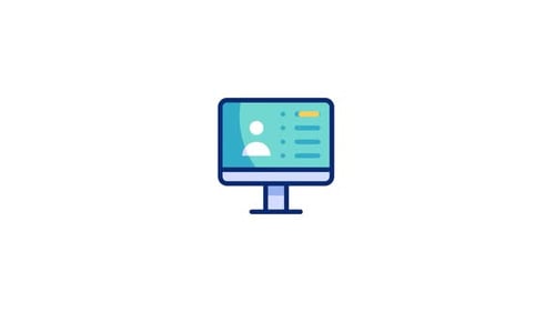 Minimalist Computer Monitor Icon with User Interface Animation