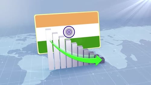 India Economic Decline Bar Chart Graph Downward Green Arrow