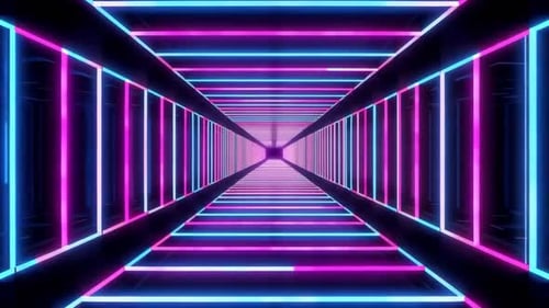 Cyberpunk Neon Corridor Endless Forward Motion Loop