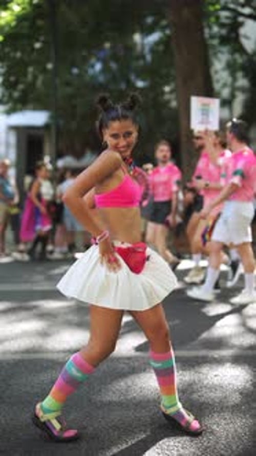 A Vibrant and Joyous Celebration at the Pride Parade Featuring Colorful and Stylish Attire