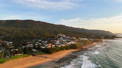 Coastal Town on the Beach at Sunrise