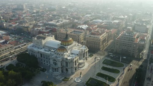 Palacio de Bellas Artes, Mexico City (CDMX) Historic District, Aerial Bird's Eye View
