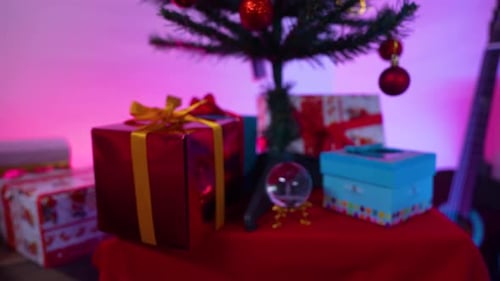 Christmas Tree with Gifts in Living Room