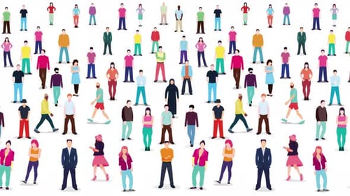 Growing Crowd of Diverse Flat Design People