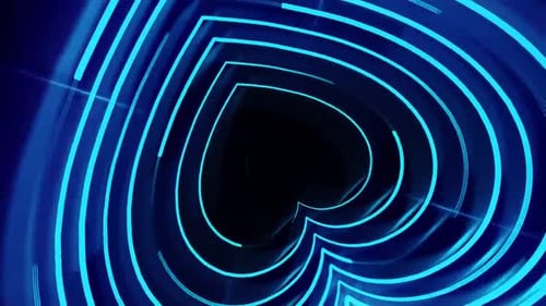 Blue Heart Shape Neon Lights Animation