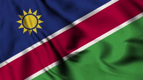Waving Flag Of Namibia With Realistic Fabric Texture