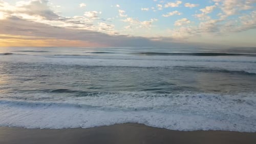 Beautiful Evening View on Waves on the Empty Coast of the Atlantic Ocean