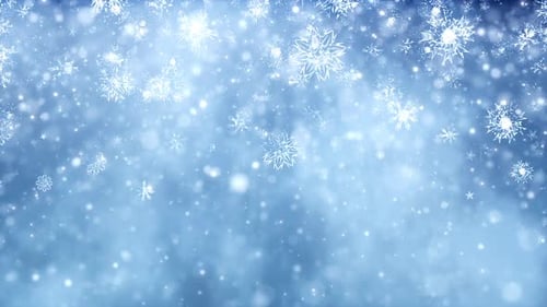 Animated Winter Snowfall Loop Background with Bokeh Lights