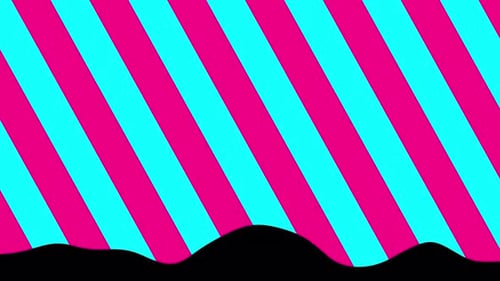 2D-Animationsgrafiken mit flüssigem Wellenübergang, gefüllt mit einem lebendigen, kräftigen diagonalen Streifenmuster.