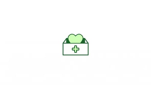 Flat Design Medical Box with Pulsing Heart Animation