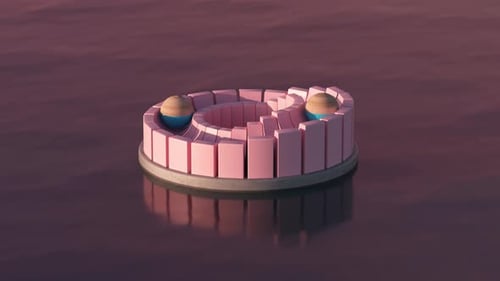 Geometric Maze Animation with Rolling Spheres