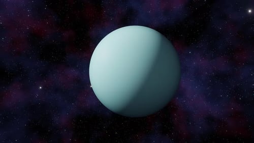 Blick auf den Planeten Uranus aus dem Weltraum und funkelnde Sterne in der Milchstraße, 3D-Rendering. Solarenergie