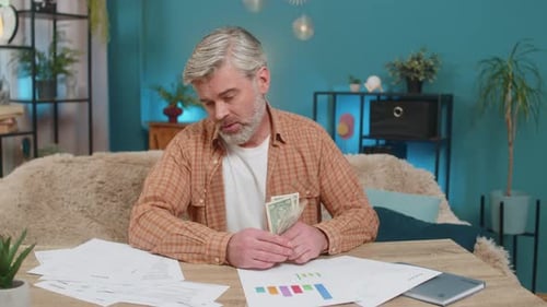 Worried Adult Managing Bills at Home