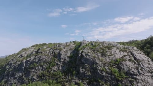 Drone shot of the arrow on top of Stoltzekleiven and Sandviksfjellet