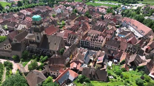 Flying Over The City Of Kaysersberg In Alsace Province