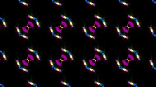 Glowing Neon Geometric Kaleidoscope Background Loop