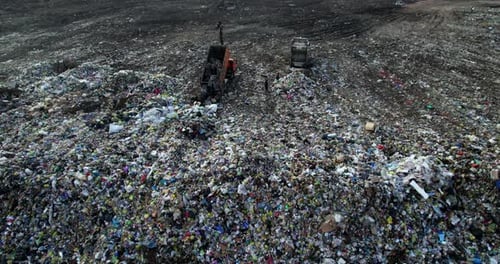 Landfill with Solid Household Waste Drone View