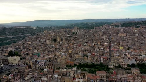 Aerial view of Modica, Sicily, Italy. Modica (Ragusa Province), view of the baroque town. Sicily, It
