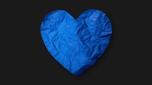Blue Crumpled Paper Heart