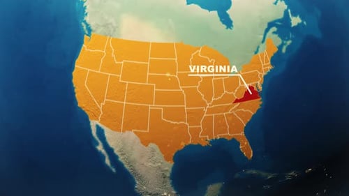 United States Map Animation – Virginia State Highlight