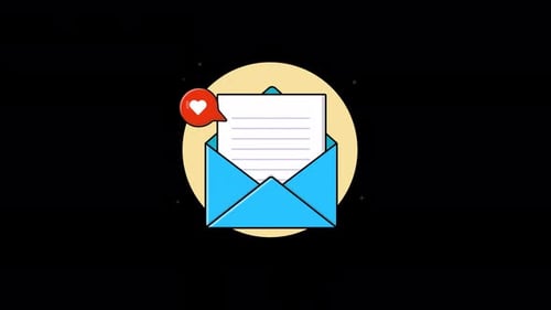 Mail mit Love React. Animationsvideo zum E-Mail-Review-Konzept — transparent