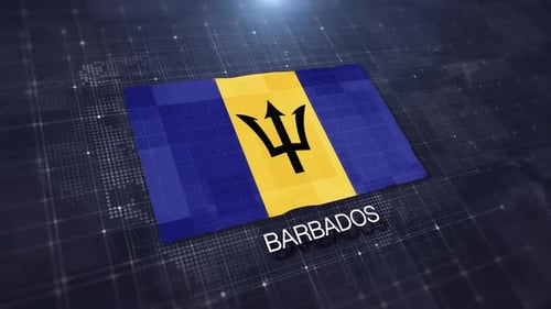 Barbados Flag Displaying