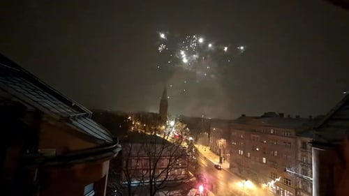 Fireworks in the city.