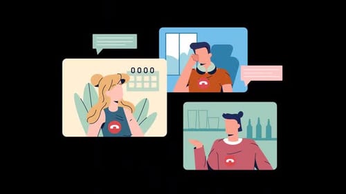 Flat Design Group Video Call Animation