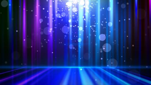 Abstract blue particles seamlessly ignite the dark space background