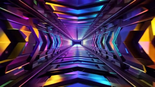 Futuristic Abstract Neon Sci Fi Tunnel Motion Background