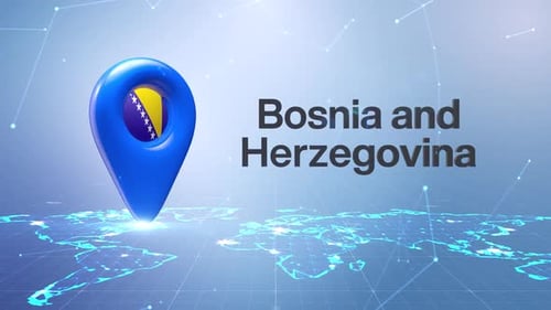 Animated 3D Global Location Pin with Country Flag Reveal