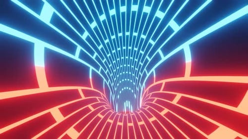 Futuristic Neon Tunnel Loop with Glowing Geometric Lines