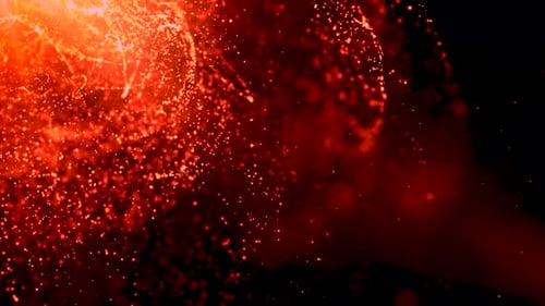 Efecto flotante de partículas brillantes aisladas sobre fondo negro.