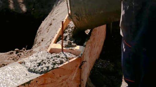 Pour Concrete Into the Foundation Selective Focus