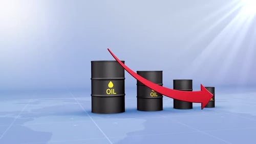 3D Oil Barrels Decline Chart Animation