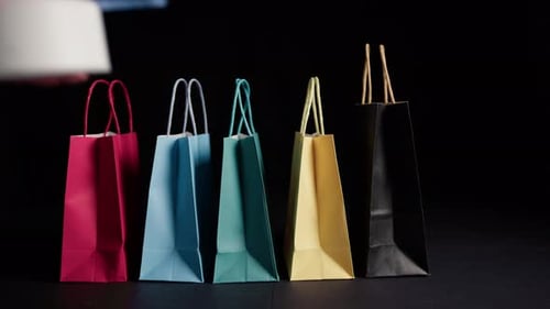 Colorful Shopping Bags Displayed for Black Friday Sale