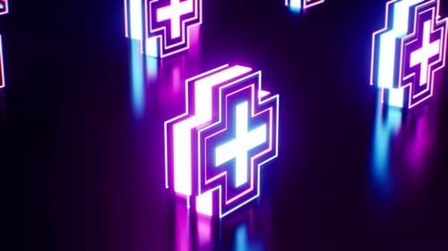 Flickering Neon Plus Symbol Lamps
