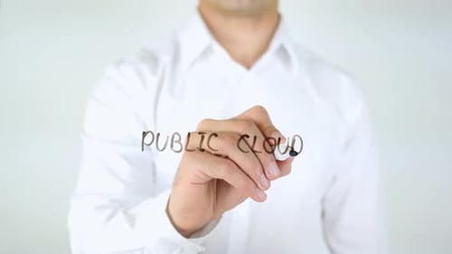 Public Cloud, Man Writing on Glass