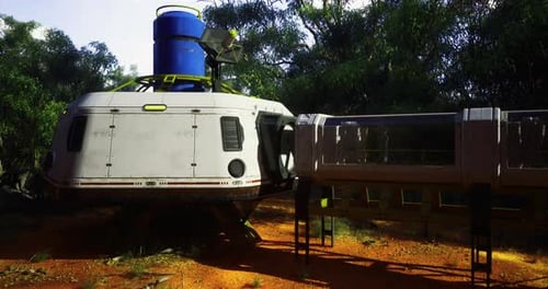 Futuristic Sci-Fi Research Habitat in Remote Forest Environment