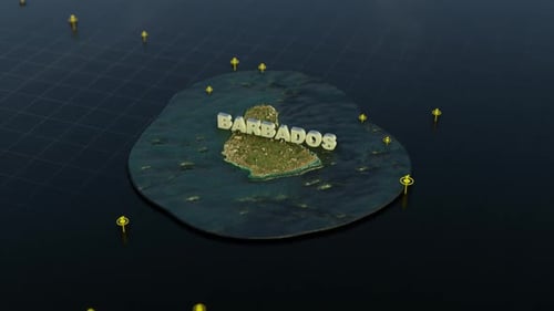 3D Animated Map of Barbados with Location Pins