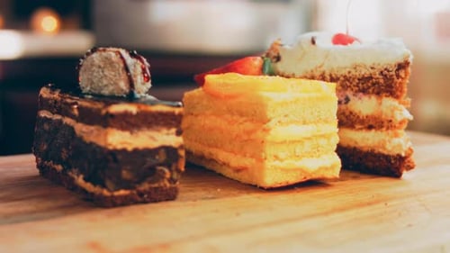 Slices of Three Delicious Layered Cakes