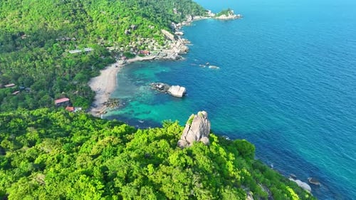 Amazing tropical island from an aerial view. 4K.